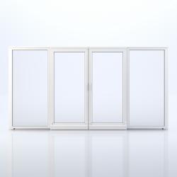 PVC double sliding door with four parts, HAUTAU type ( min width 3380mm )