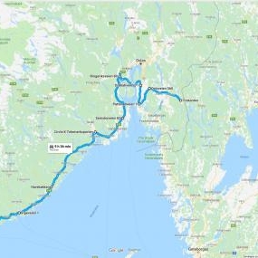 Map of a free delivery route in Norway  (2-3 times per month)