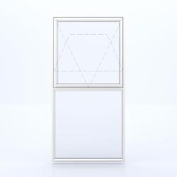 Window with fixed part on the bottom and topswing 180° part on the top 