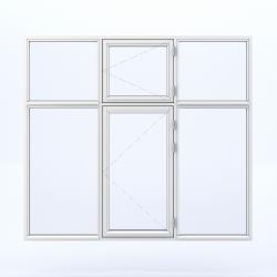6 rams vindu med to sidehengslet i midten